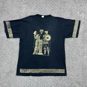 Vintage Greek Mythology Shirt Adult Medium Black Gold Graphic Tee Retro 90s